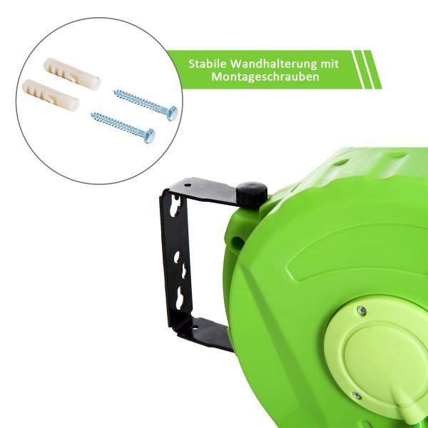 DURHAND® Schlauchtrommel Schlauchaufroller Grün L45 x B21 x H35,5cm - Palo24