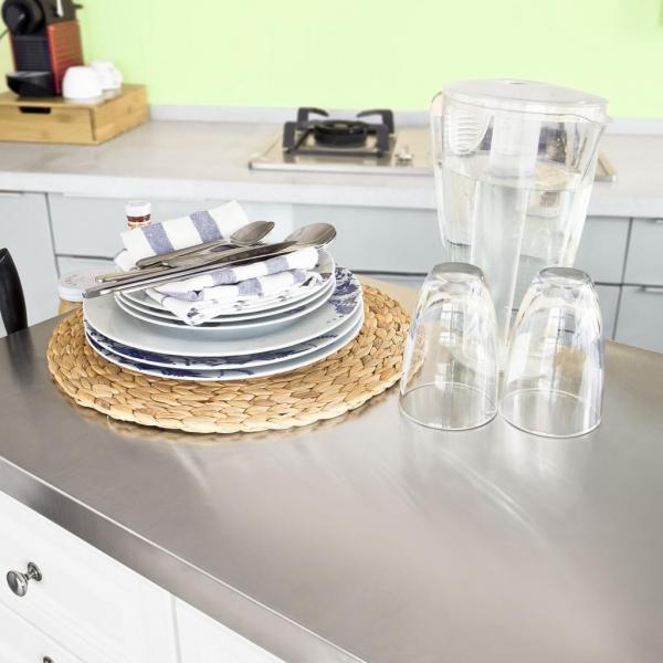 Kücheninsel Küchenwagen mit Edelstahlplatte Küchenschrank Weiss