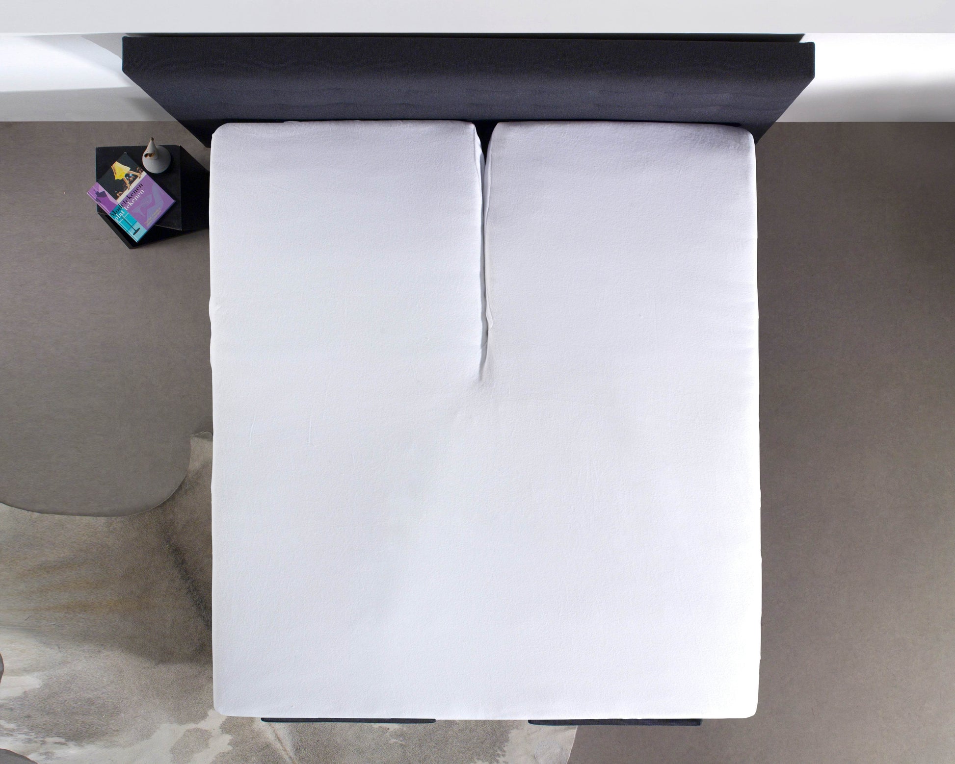 Split Topper Baumwolle Spannbettlaken Weiss 160 x 200 cm - Palo24