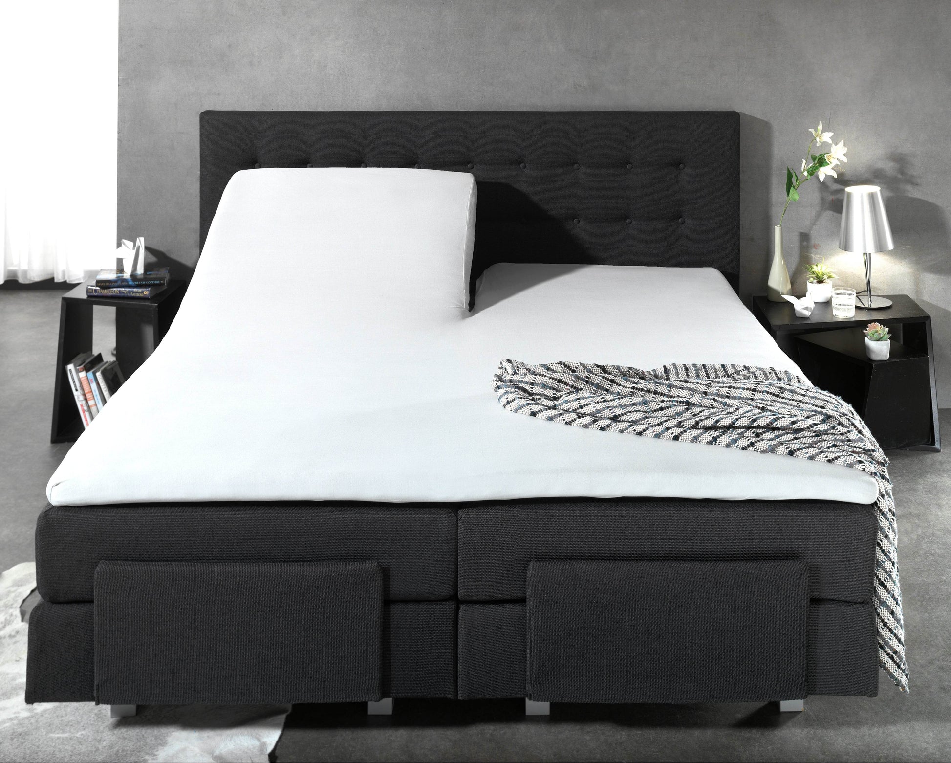 Split Topper Baumwolle Spannbettlaken Weiss 160 x 200 cm - Palo24