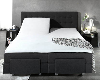 Split Topper Baumwolle Spannbettlaken Weiss 160 x 200 cm - Palo24