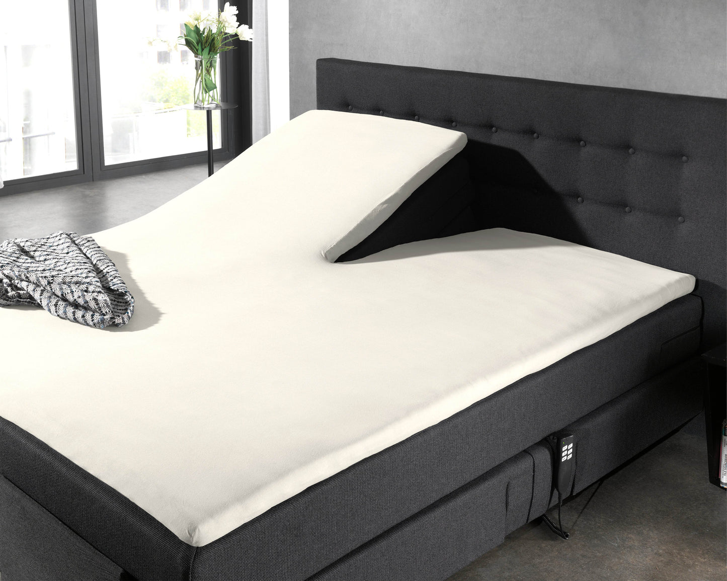 Split Topper Baumwolle Spannbettlaken Creme 160 x 220 cm - Palo24