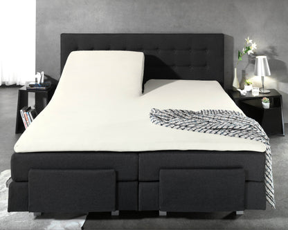 Split Topper Baumwolle Spannbettlaken Creme 180 x 200 cm - Palo24