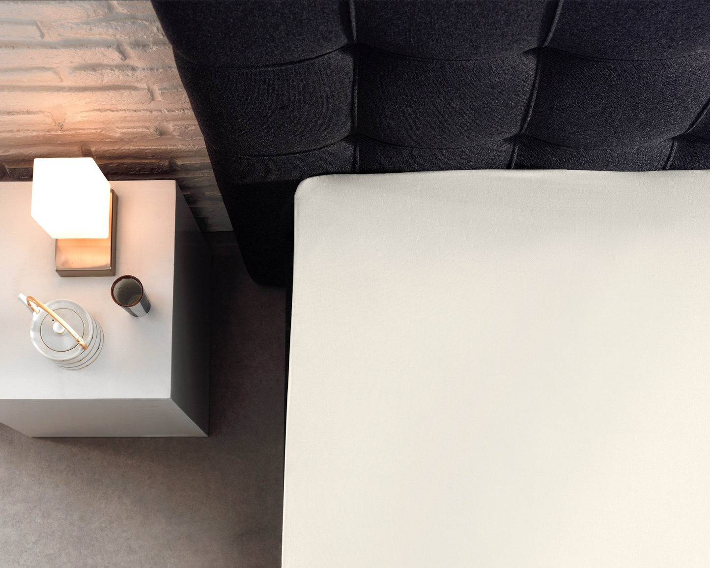 Split Topper Baumwolle Spannbettlaken Creme 180 x 200 cm - Palo24