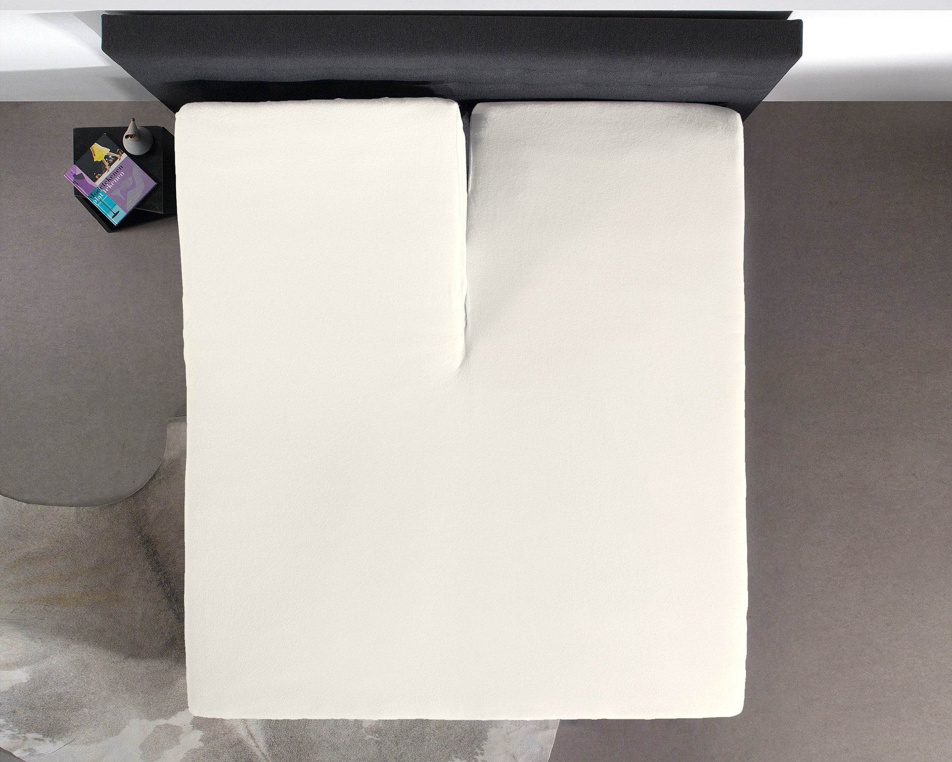 Split Topper Baumwolle Spannbettlaken Creme 180 x 210 cm - Palo24