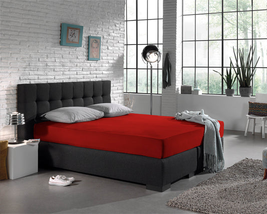 Einzel Jersey 135 gr. Spannbettlaken Rot 160/180 x 200 cm - Palo24