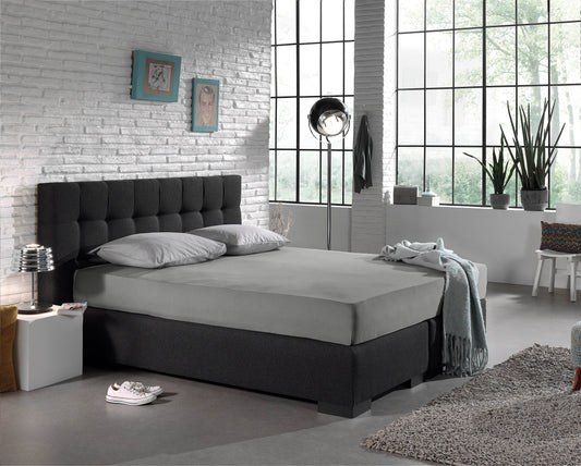 Einzel Jersey 135 gr. Spannbettlaken Grau 190/200 x 200/220 cm - Palo24