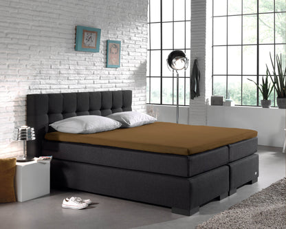 Split Topper Baumwolle Spannbettlaken Taupe 180 x 210 cm - Palo24