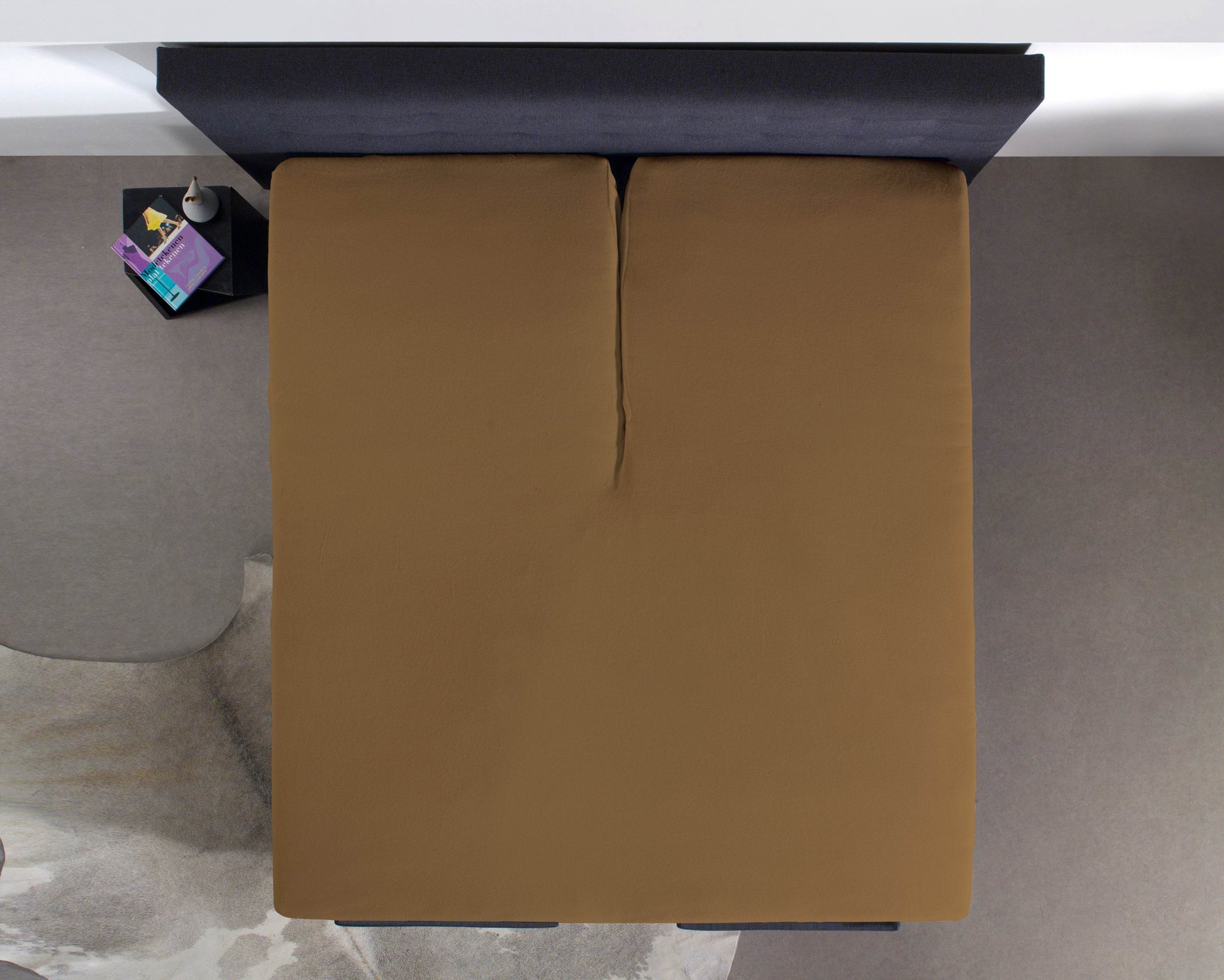 Split Topper Baumwolle Spannbettlaken Taupe 180 x 220 cm - Palo24