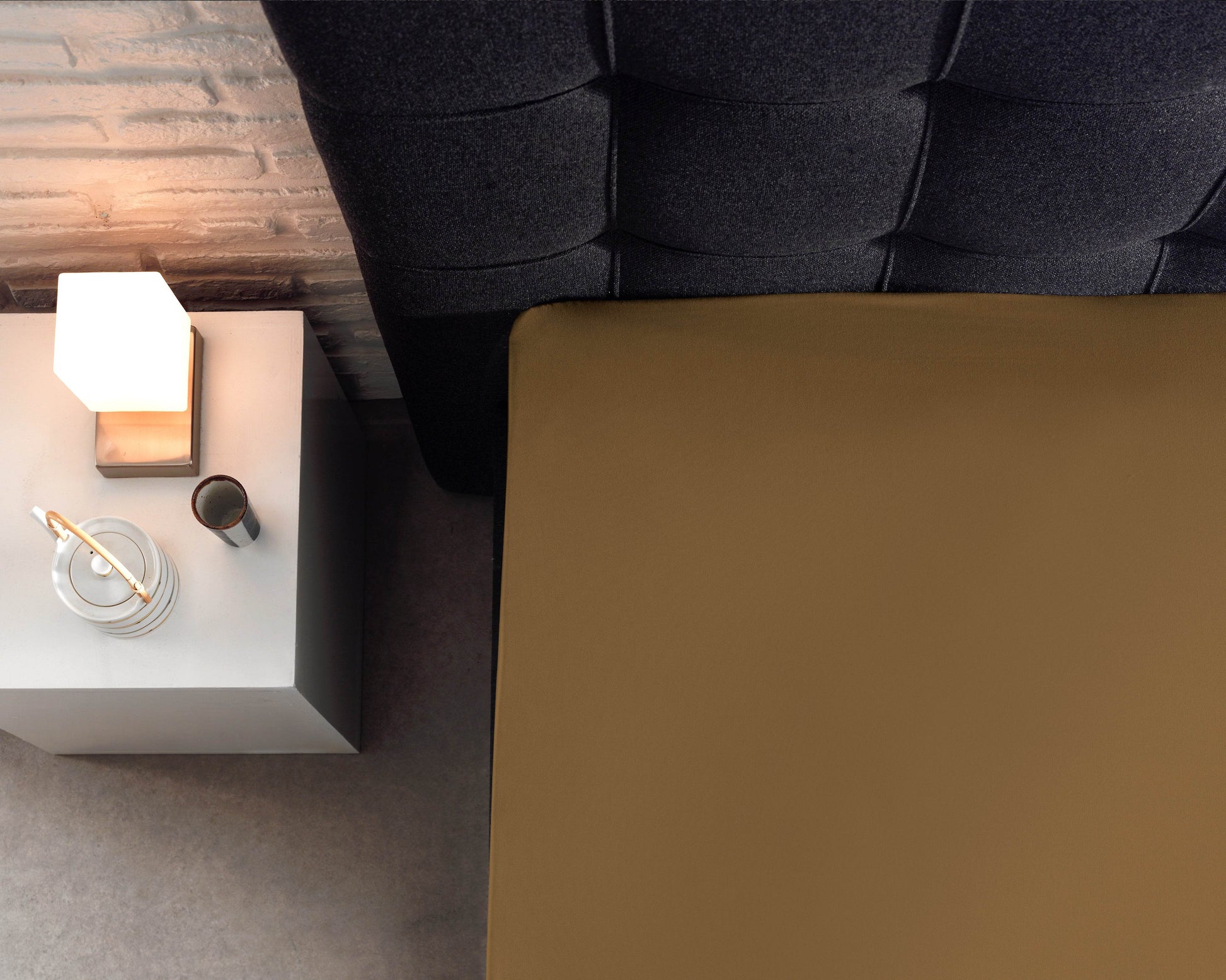 Split Topper Baumwolle Spannbettlaken Taupe 180 x 220 cm - Palo24