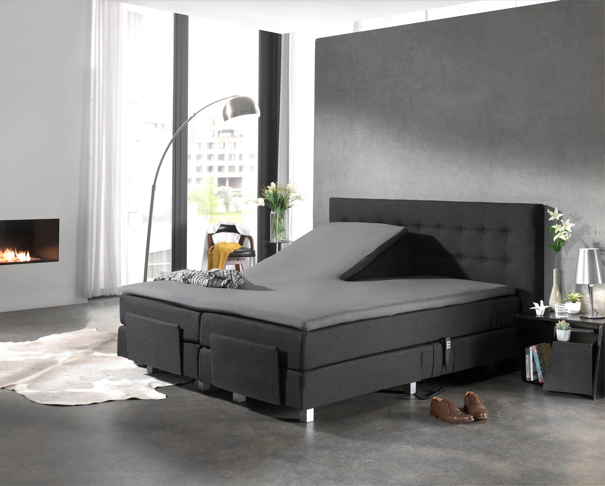 Split Topper Baumwolle Spannbettlaken Grau 160 x 200 cm - Palo24