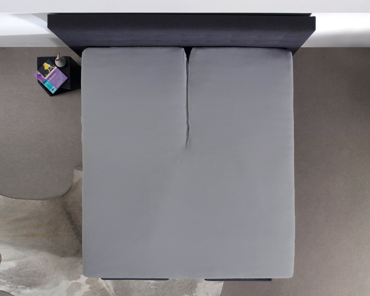 Split Topper Baumwolle Spannbettlaken Grau 160 x 220 cm - Palo24