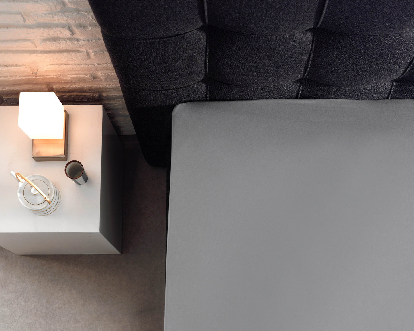 Split Topper Baumwolle Spannbettlaken Grau 180 x 220 cm - Palo24