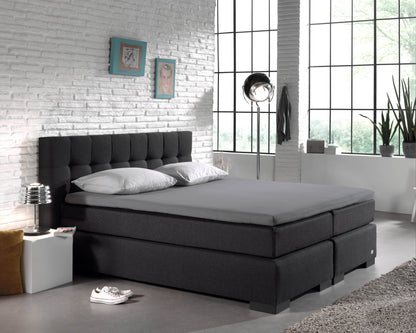 Split Topper Baumwolle Spannbettlaken Grau 180 x 220 cm - Palo24