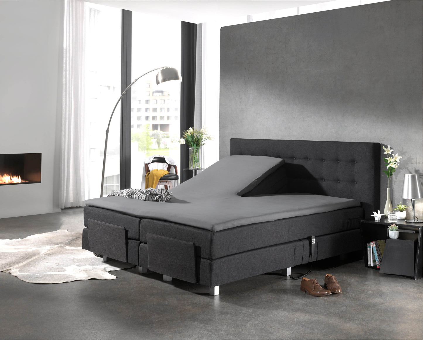 Split Topper Baumwolle Spannbettlaken Grau 180 x 220 cm - Palo24