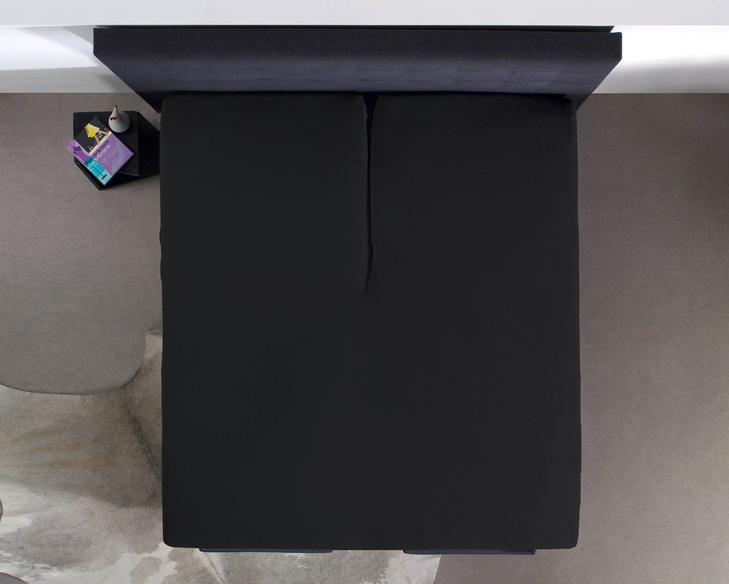 Split Topper Baumwolle Spannbettlaken Schwarz 160 x 210 cm - Palo24