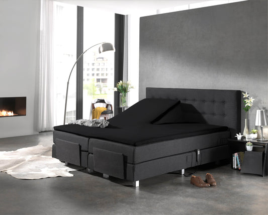 Split Topper Baumwolle Spannbettlaken Schwarz 180 x 210 cm - Palo24