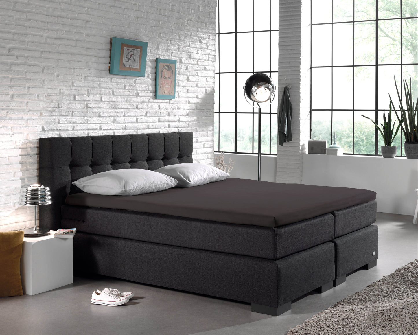 Split Topper Baumwolle Spannbettlaken Anthrazit 140 x 200 cm - Palo24