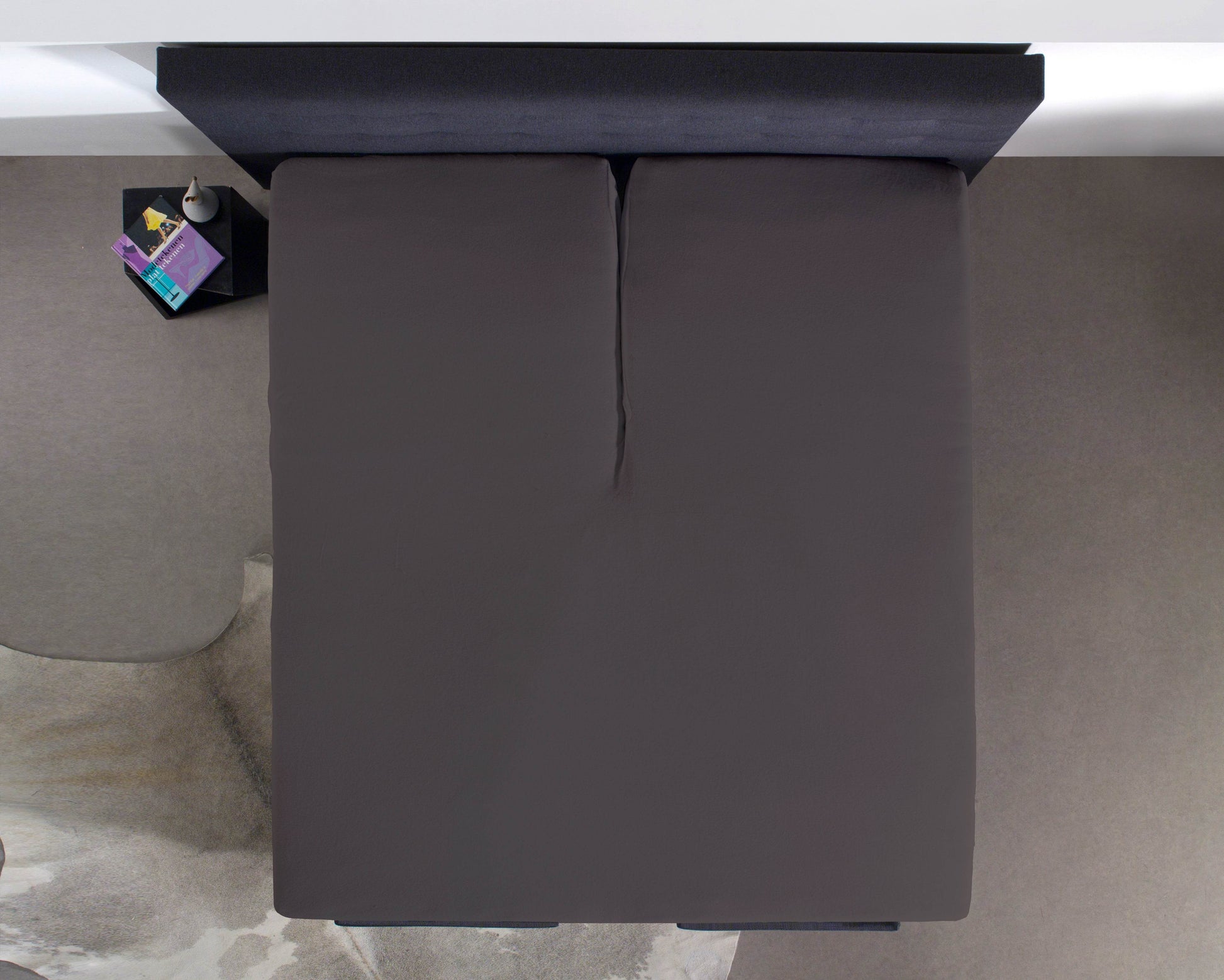Split Topper Baumwolle Spannbettlaken Anthrazit 180 x 210 cm - Palo24