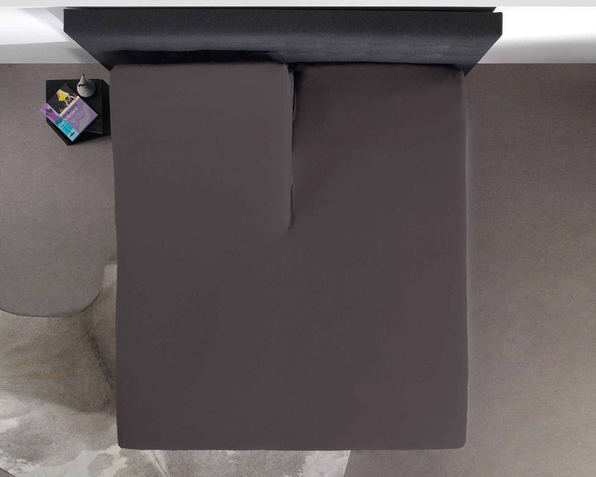 Split Topper Baumwolle Spannbettlaken Anthrazit 180 x 210 cm - Palo24