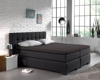 Split Topper Baumwolle Spannbettlaken Anthrazit 180 x 210 cm - Palo24