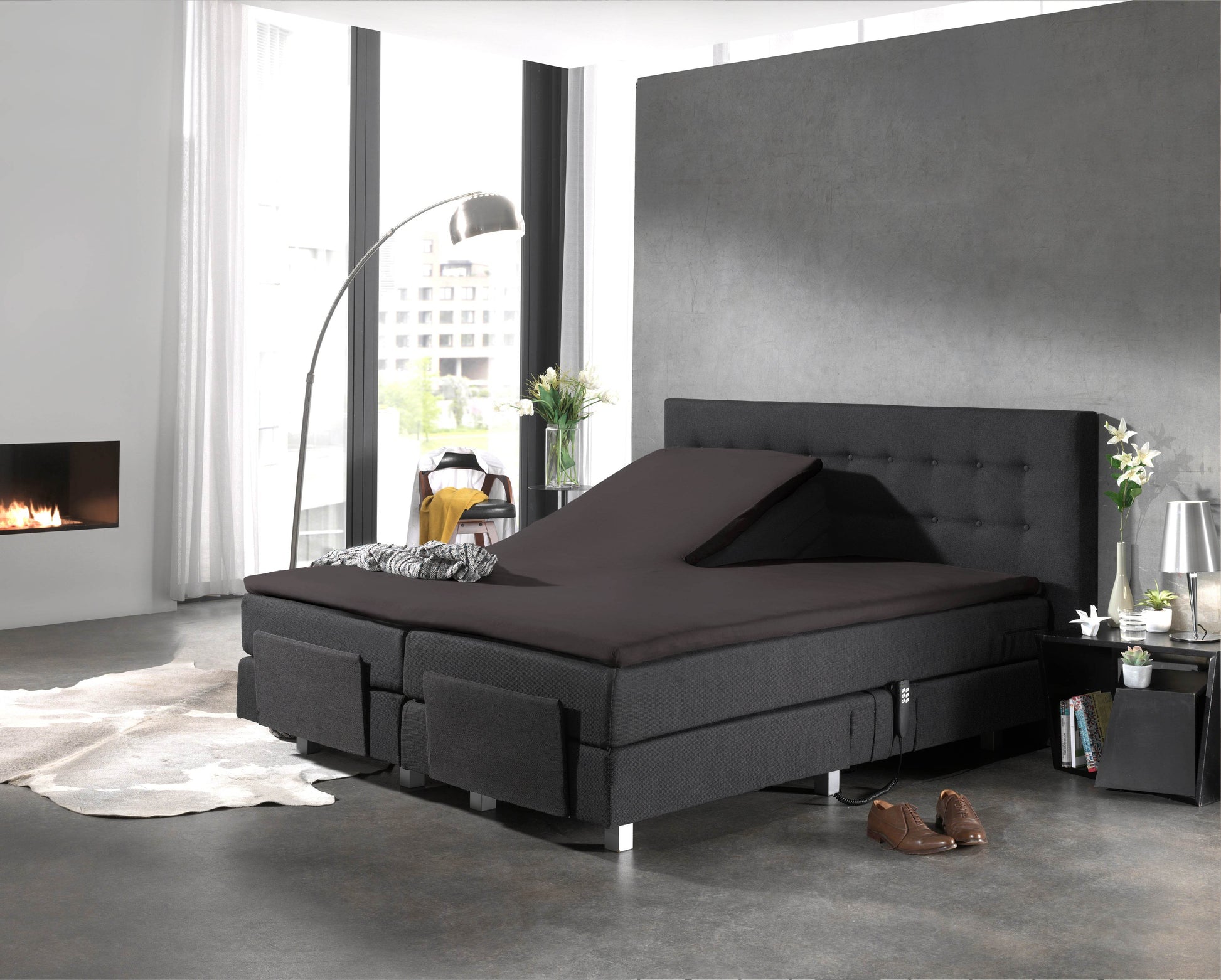 Split Topper Baumwolle Spannbettlaken Anthrazit 180 x 210 cm - Palo24