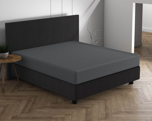 Doppelt Jersey 220 gr. Spannbettlaken Anthrazit 190/200 x 220/230 cm - Palo24