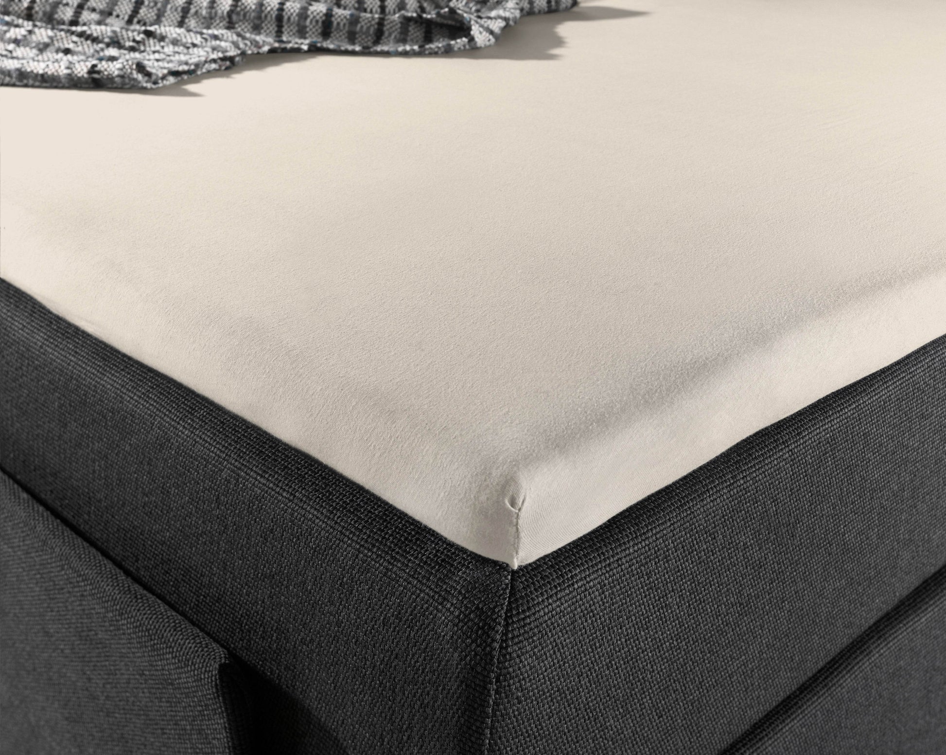 Jersey Topper Spannbettlaken Creme 190/200 x 200/220 cm - Palo24