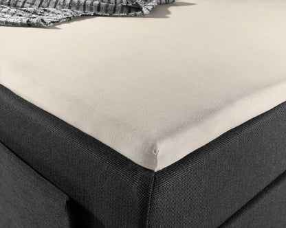 Jersey Topper Spannbettlaken Creme 190/200 x 200/220 cm - Palo24