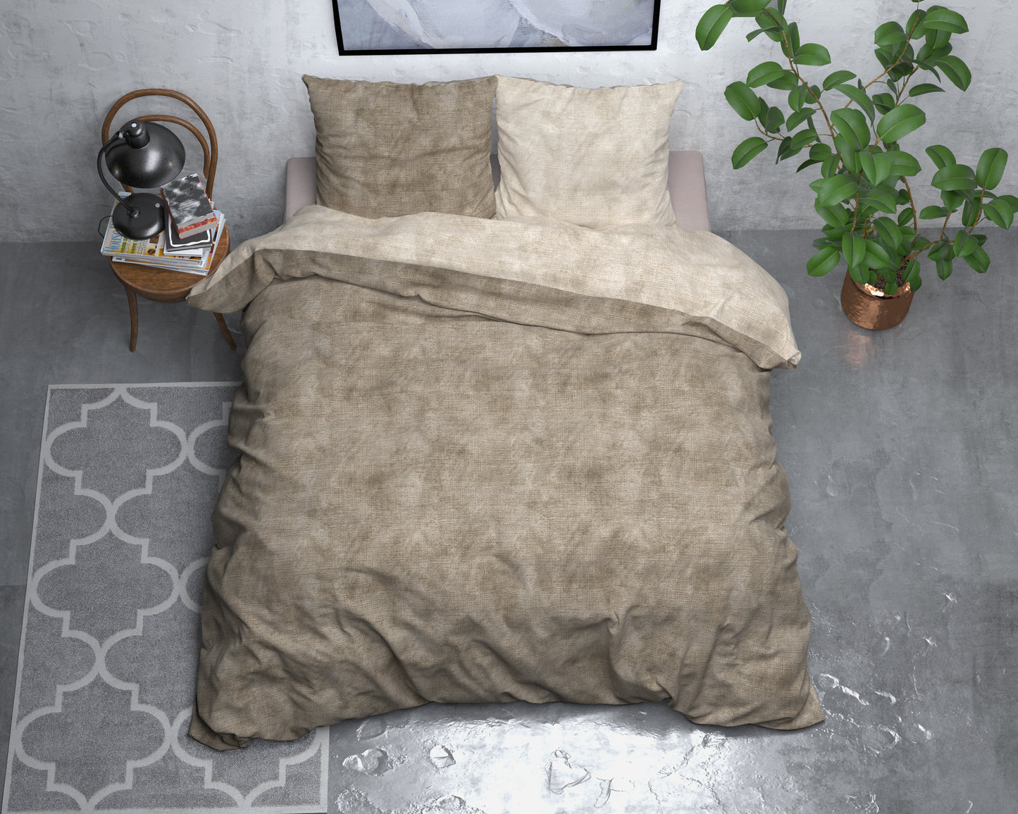 Bettbezug Flanel  Washed Cotton Taupe 140 x 220 cm