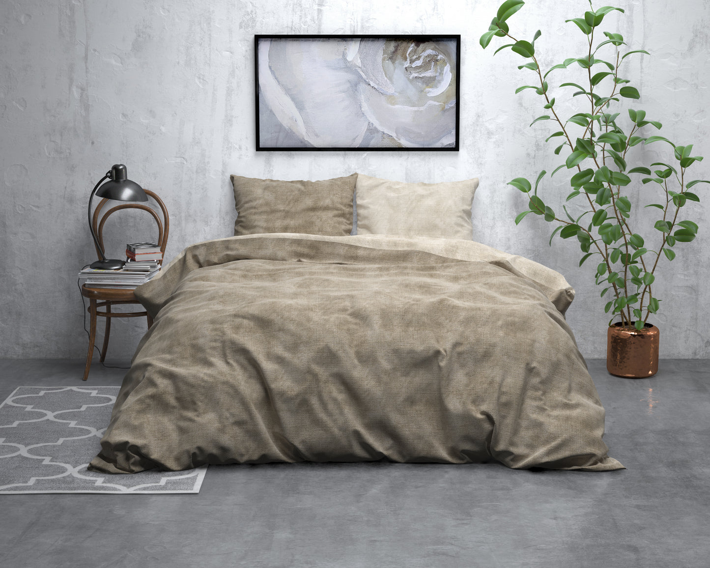 Bettbezug Flanel  Washed Cotton Taupe 140 x 220 cm