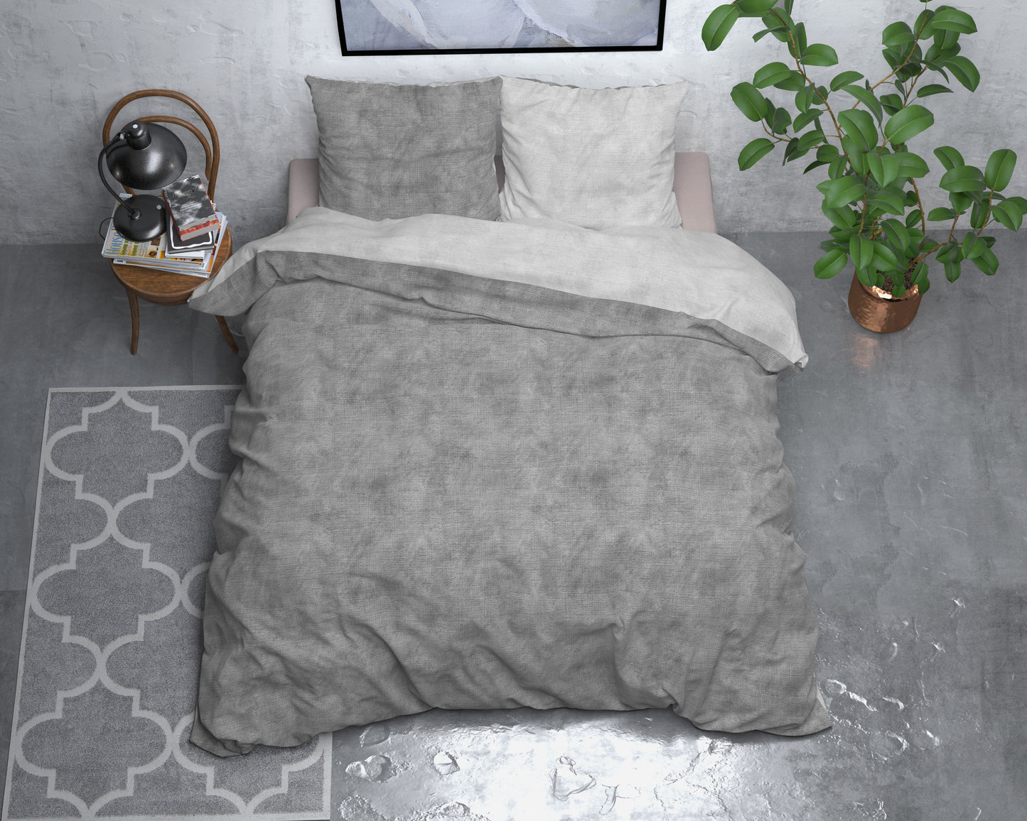 Bettbezug Flanel Washed Cotton Grau 240 x 220 cm