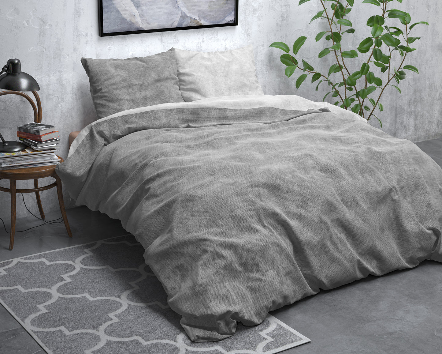 Bettbezug Flanel Washed Cotton Grau 240 x 220 cm