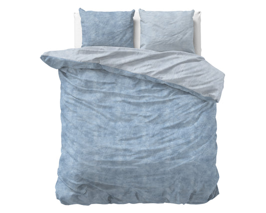 Bettbezug Flanel Washed Cotton blau 140 x 220 cm