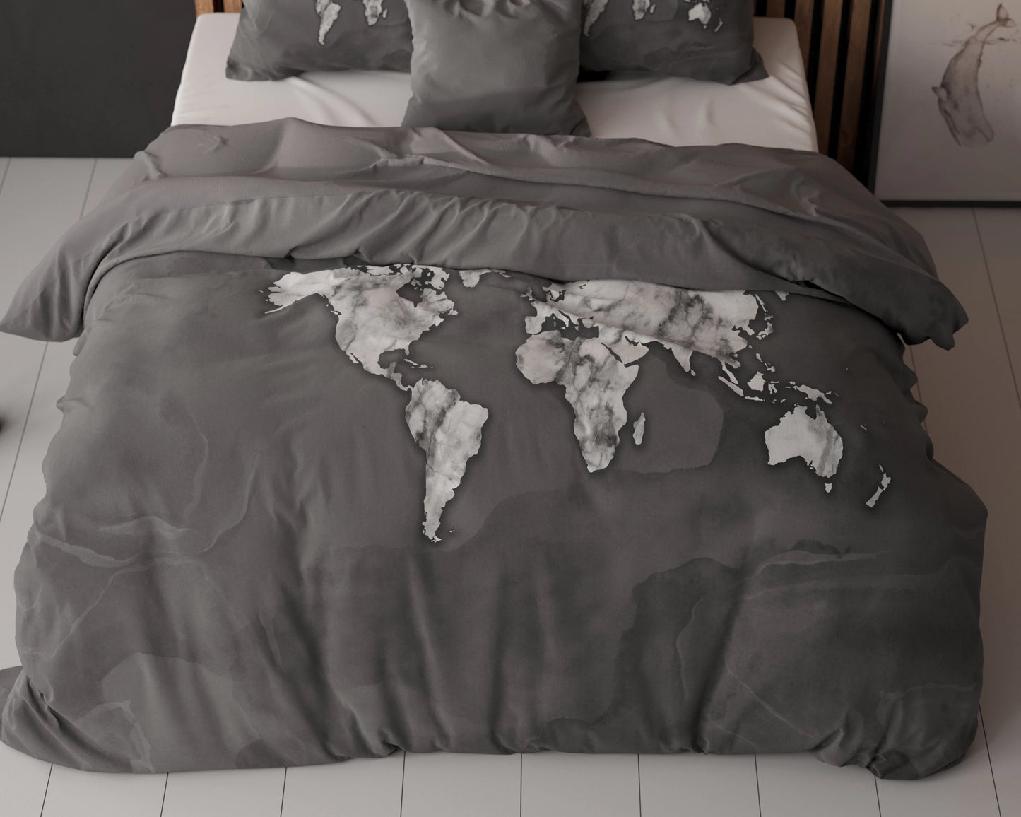 Bettbezug Marble World Anthrazit 240x220 cm