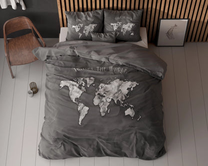 Bettbezug Marble World Anthrazit 240x220 cm