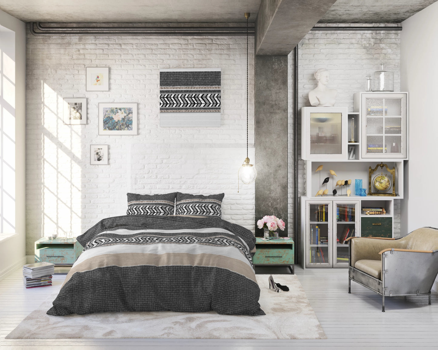 Northern Stripe Bettbezug Grau