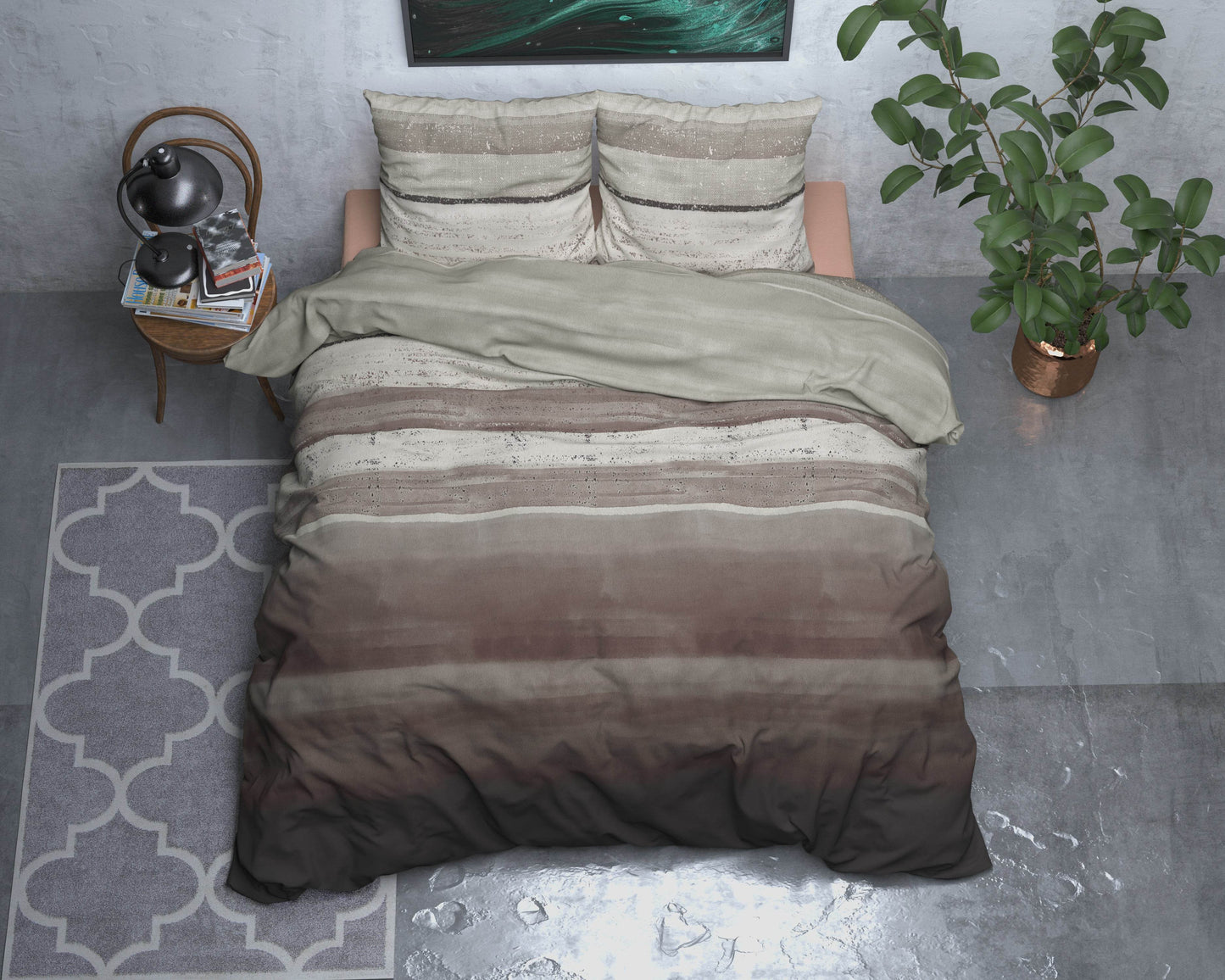 Bettbezug Flanel Marcus Taupe 200 x 220 cm - Palo24
