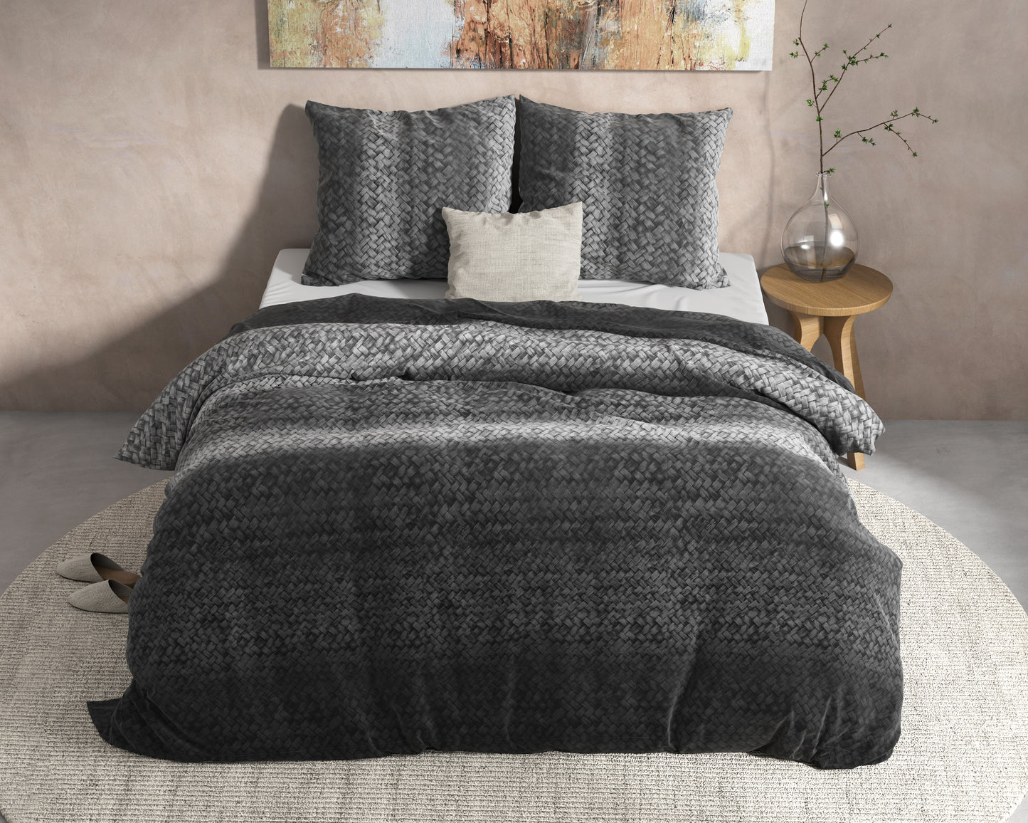 Copripiumino DH Flanel Gradient Knits Antracite 200 x 220 cm