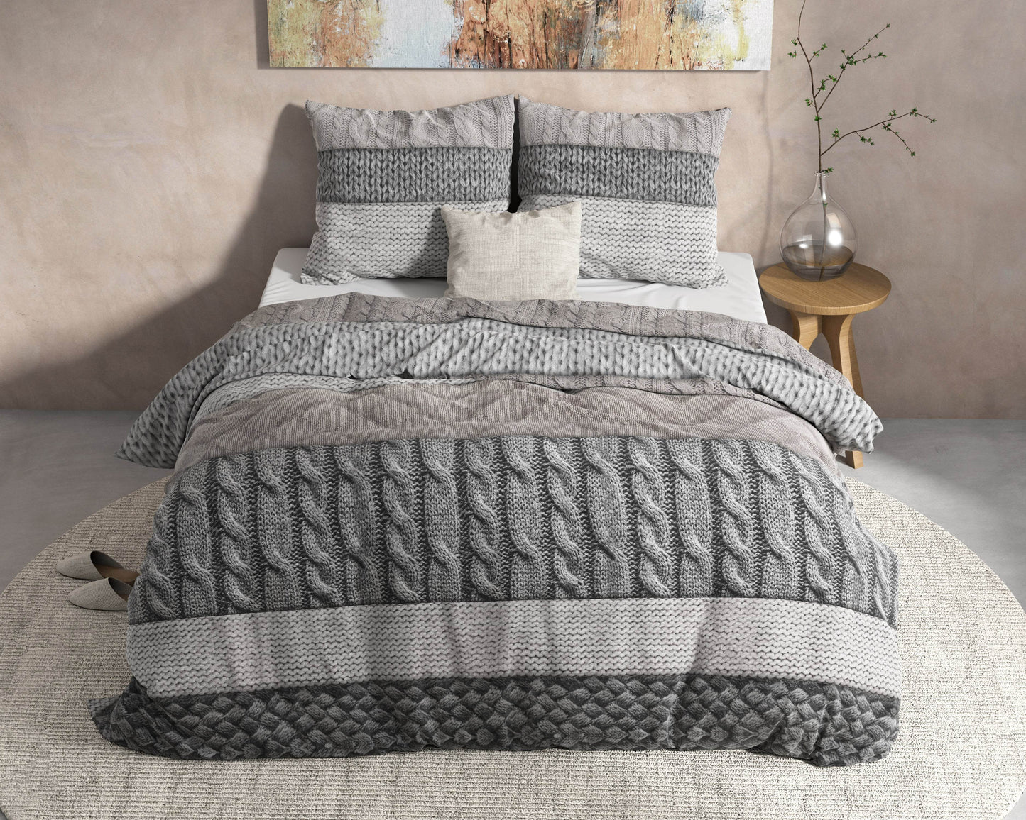 Bettbezug Flanel Elin Taupe 240 x 220 cm - Palo24