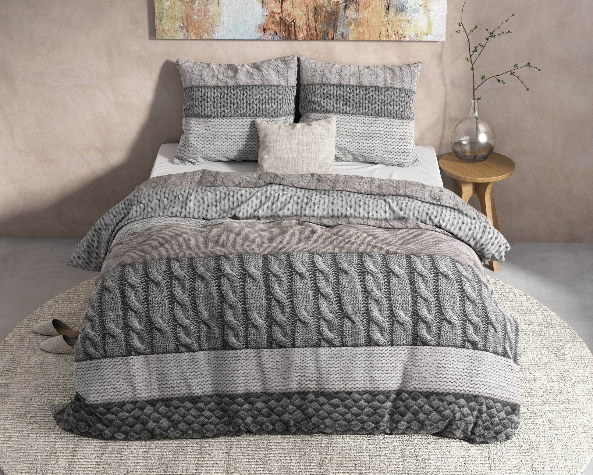 Bettbezug Flanel Elin Taupe 240 x 220 cm - Palo24