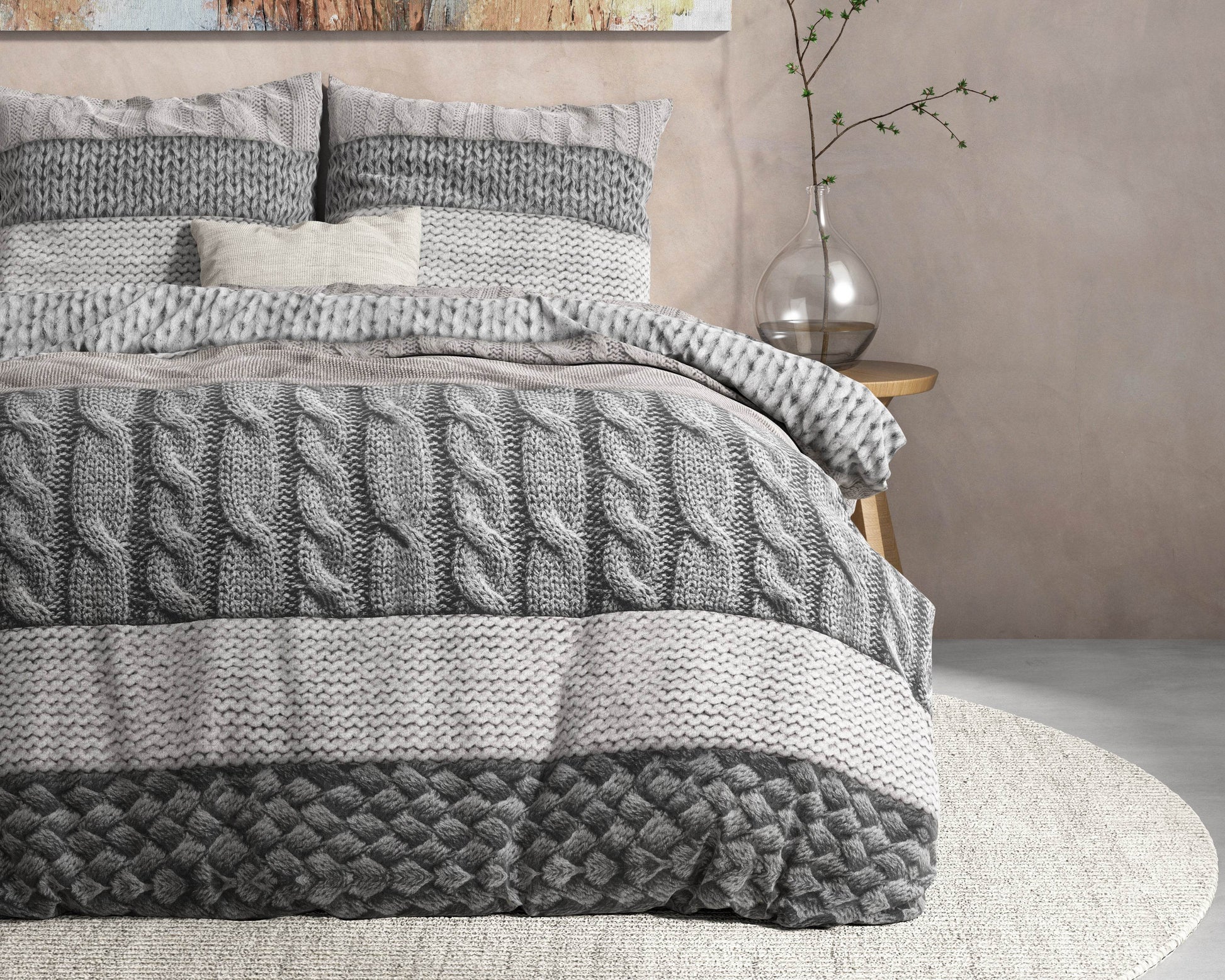 Bettbezug Flanel Elin Taupe 240 x 220 cm - Palo24