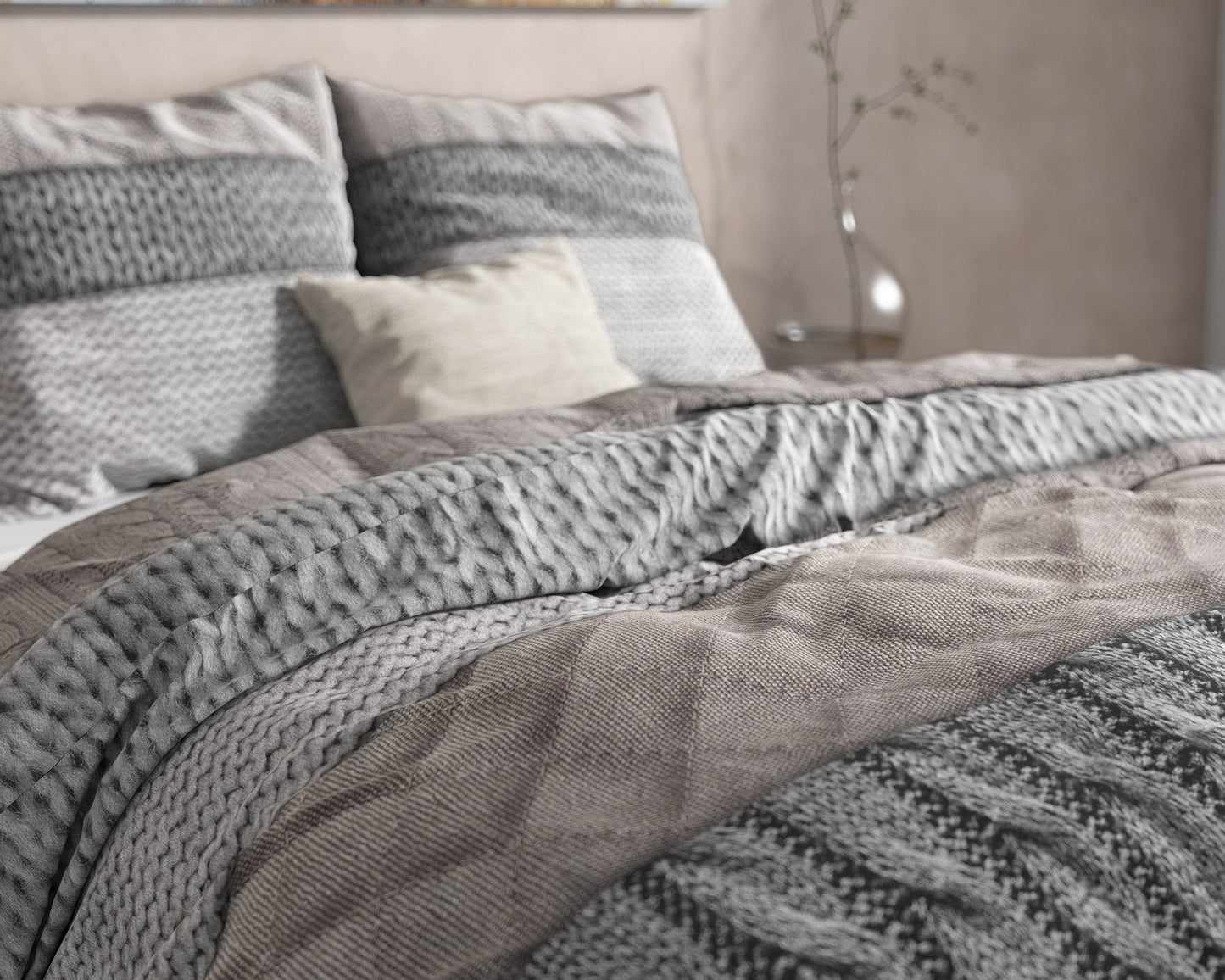 Bettbezug Flanel Elin Taupe 240 x 220 cm - Palo24