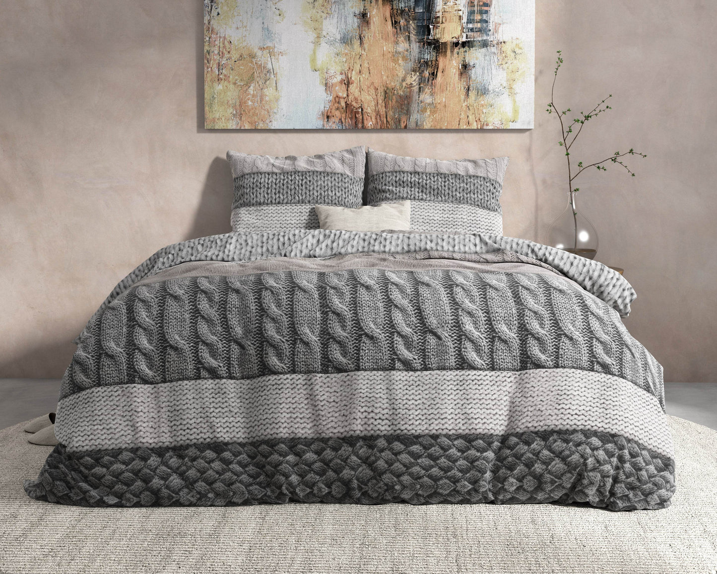 Bettbezug Flanel Elin Taupe 240 x 220 cm - Palo24