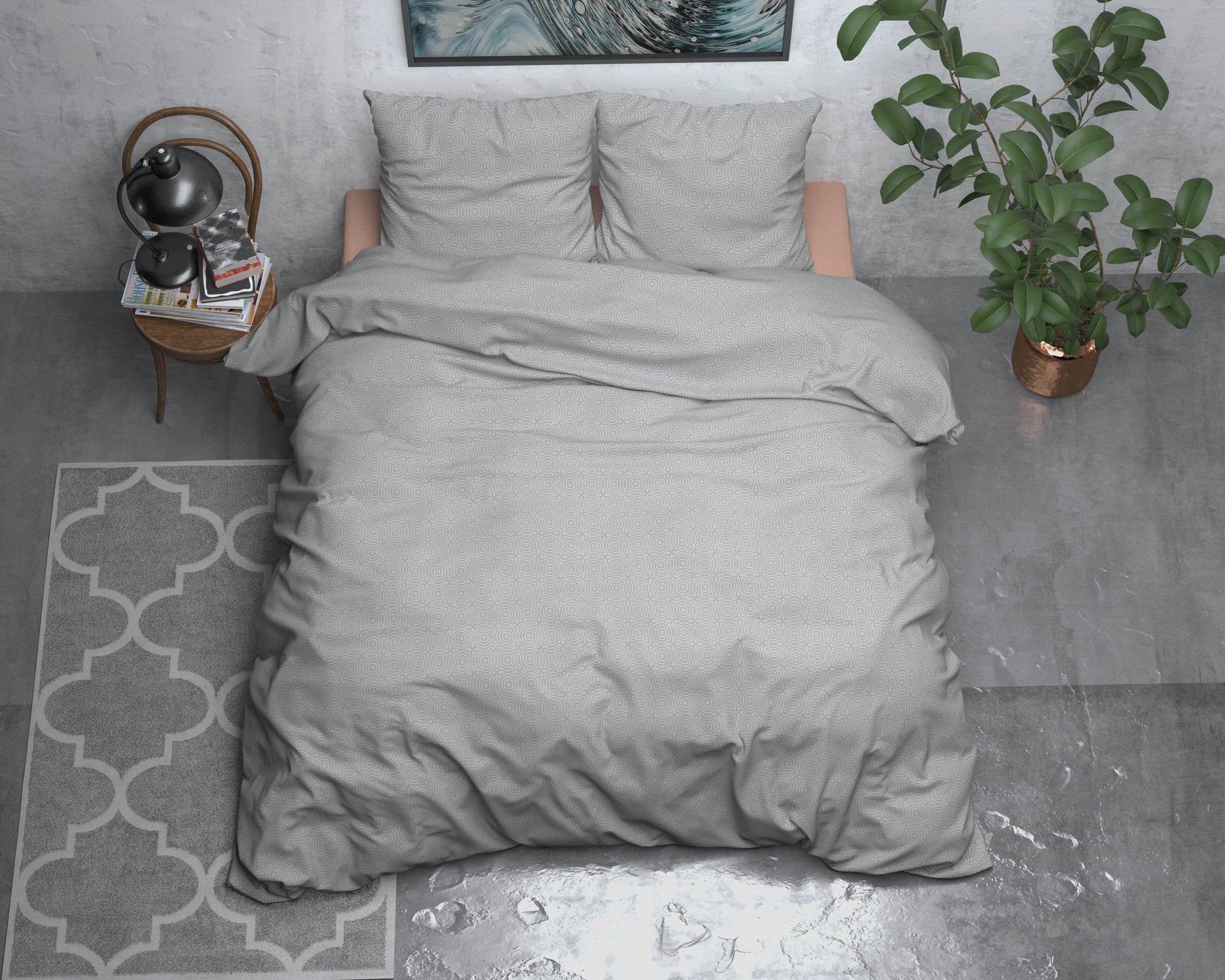 Bettbezug Flanel Jason Grau 240 x 220 cm - Palo24