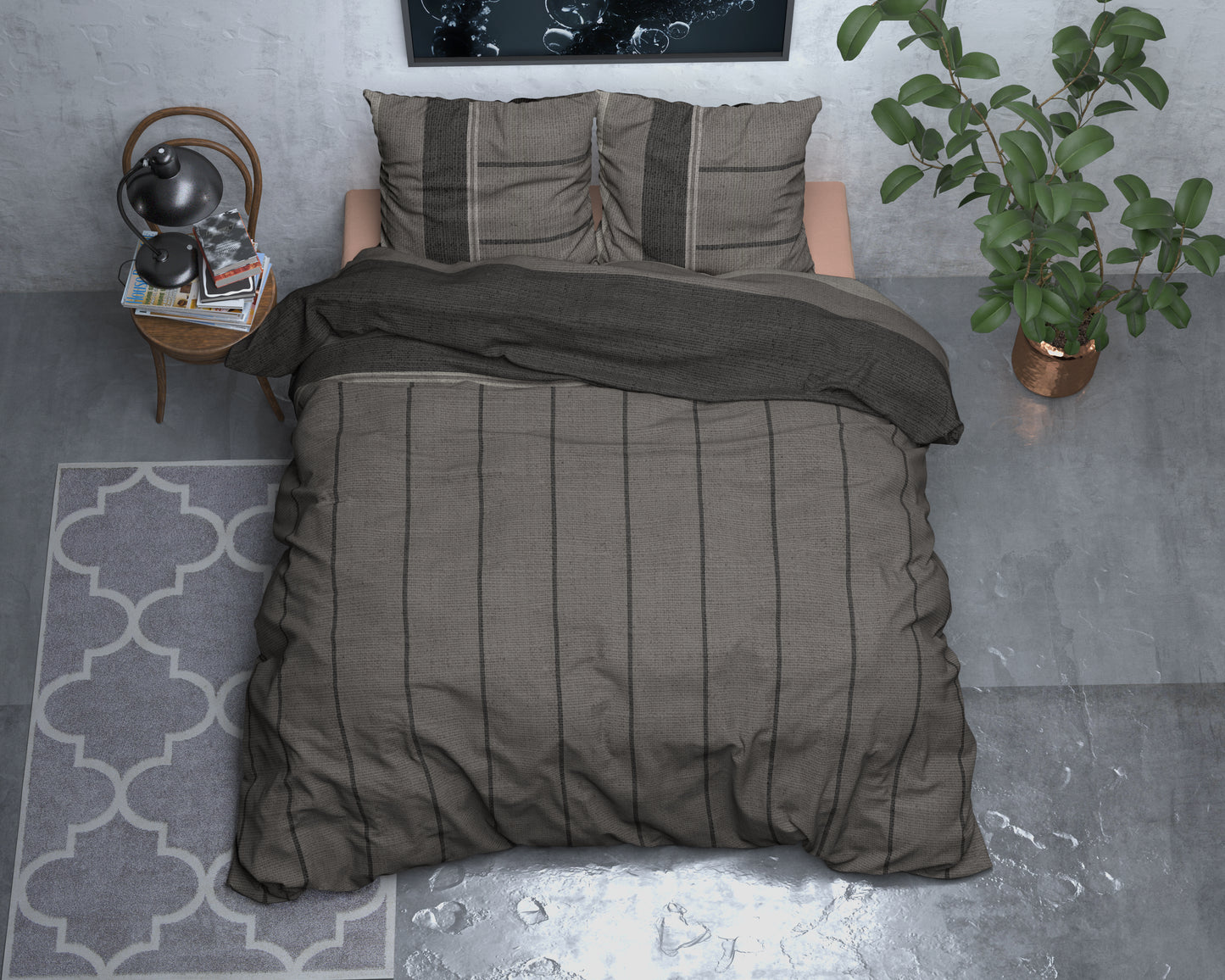 Bettbezug Flanel Kees Taupe 240 x 220 cm