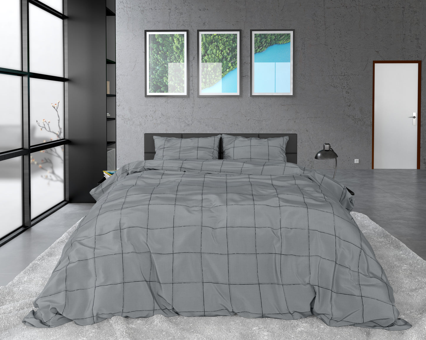 Copripiumino Deep check Grigio 240 x 220 cm 