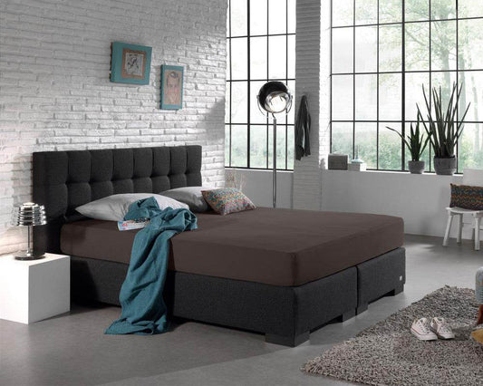 Doppelt Jersey 220 gr. Spannbettlaken Deep Taupe 160/180 x 200/220 cm - Palo24