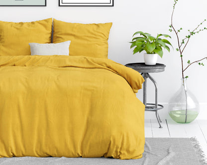 Bettbezug Stone washed Mustard 200 x 220 cm - Palo24