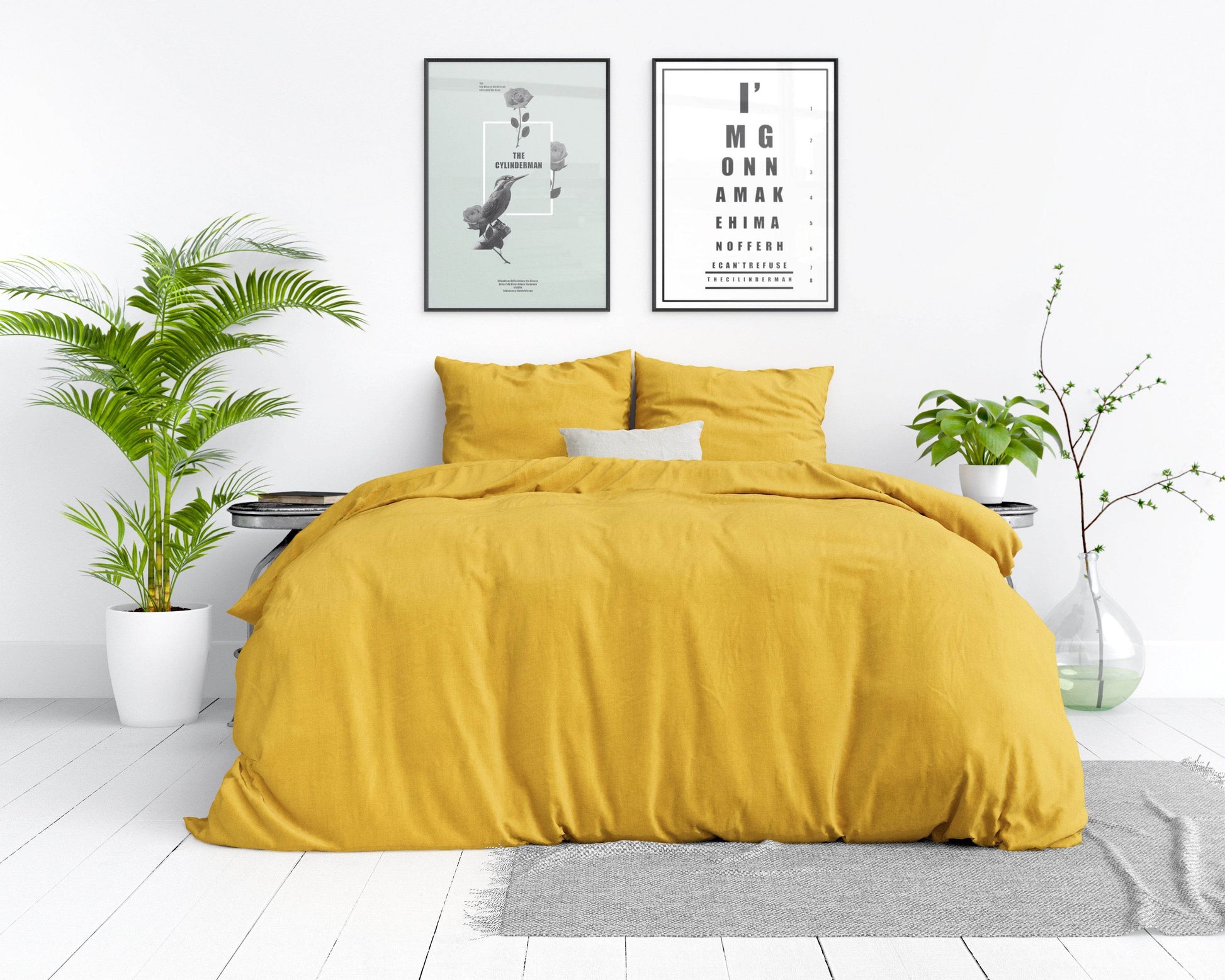 Bettbezug Stone washed Mustard 200 x 220 cm - Palo24